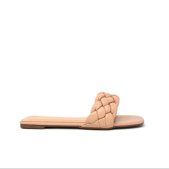 ❤️2X HP! Nude Beige Vegan Leather Braided Sandals - Picture 5 of 12
